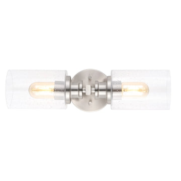 Jules Edison 16.5" Cylinder Iron/Seeded Glass Farmhouse Contemporary LED Wall Sconce